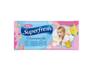 Вологі серветки для дітей 15шт Ромашка ТМ SUPER FRESH