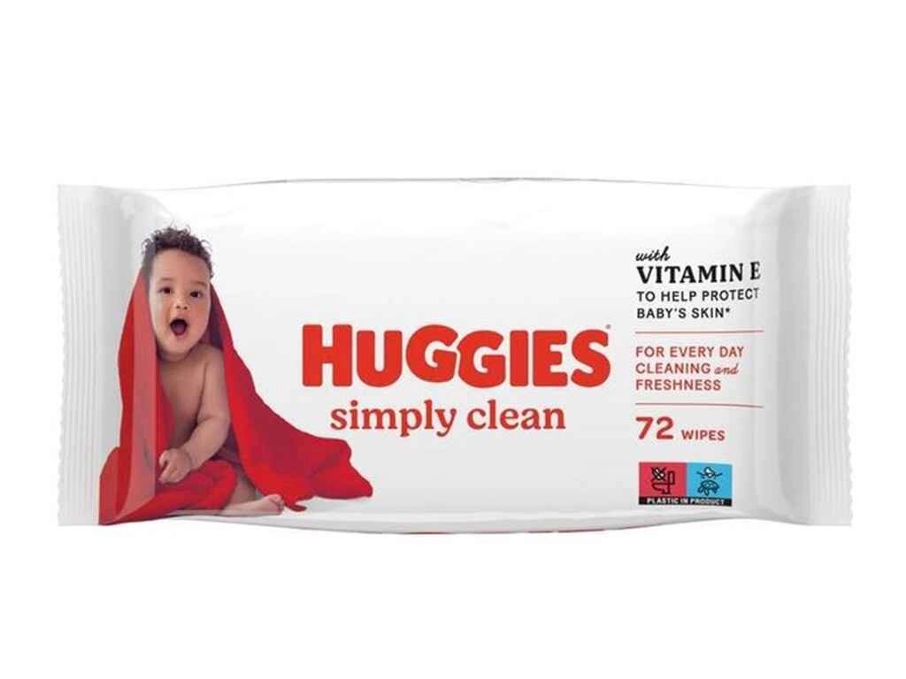 Вологі серветки 72шт simply clean ТМ HUGGIES від компанії Фортеця - фото 1