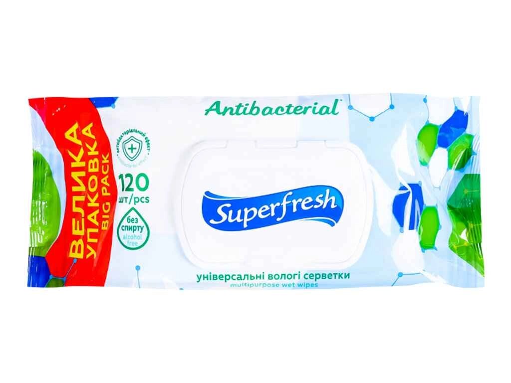 Вологі серветки дитячі Antibacterial з клапаном 120шт уп ТМ SUPER FRESH від компанії Фортеця - фото 1