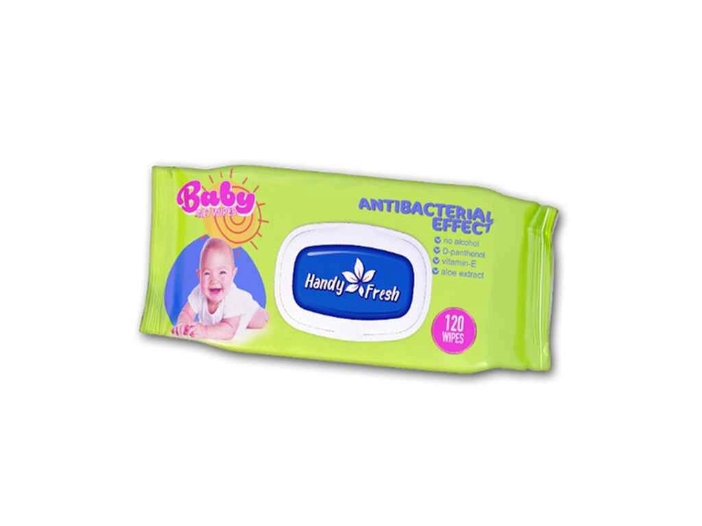 Вологі серветки для дітей 120 клапан Baby Antibac (зелена) ТМ Handy fresh від компанії Фортеця - фото 1