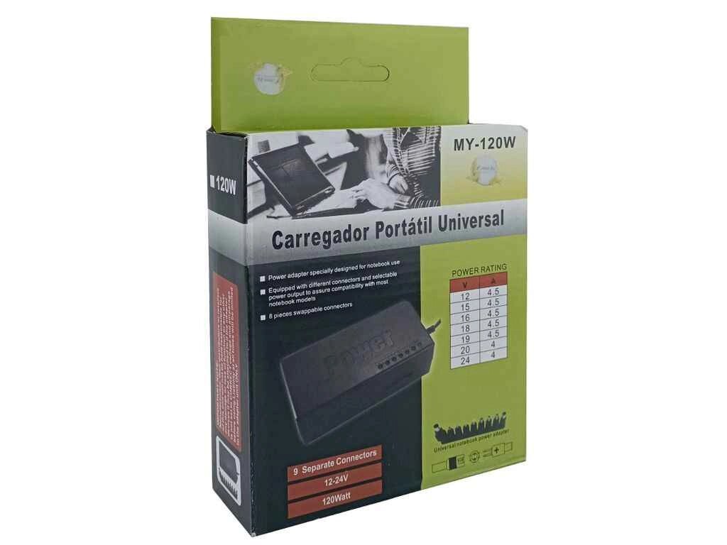Зарядний пристрій для ноутбуків універсальний 120W, 8 насадок DC 12-24V ТМ GERLAX від компанії Фортеця - фото 1