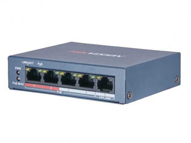 4-Портовий POE комутатор Hikvision DS-3E0105P-E/M (B), 4x RJ45 (100M) +  (Uplink) 1х RJ45 (100M) від компанії Price Killer - фото 1