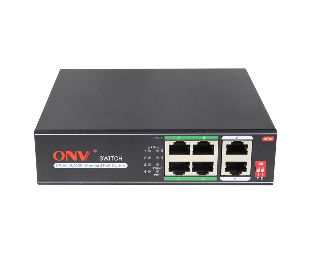 4Х портовий PoE комутатор ONV-H1064PLS, 4хрое 100 Мбіт + 2х100 Мбіт до 250м, IEEE802.3af/at , загальна потужність 65Вт від компанії Price Killer - фото 1