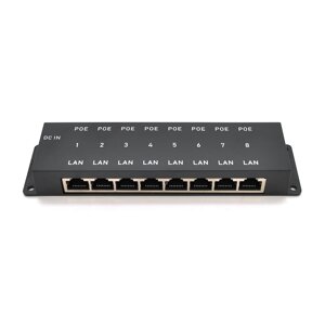 8-Портовий POE-інжектор харчування, з 8xRJ45 портами Ethernet 10 / 100Мбіт / с, IEEE802.3af/at, 12-57V, PIN45+78-