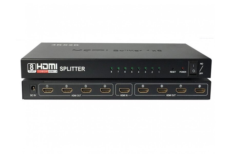 Активний HDMI сплітер 1 = > 8 портів, 4K, 1080Р, 1,4 версія, Box Q20 від компанії Price Killer - фото 1