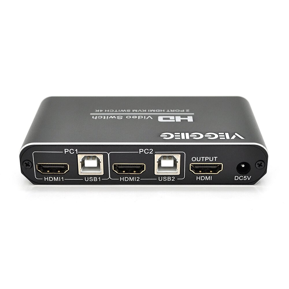 Активний VEGGIEG V-H201 KVM HDMI 2*1 спліттер, підтримує 2Kx4K, 30Hz, Black, Box від компанії Price Killer - фото 1