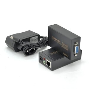 Активний подовжувач VGA сигналу до 100m по кручений парі Cat5e/6e, 1080P, Black, BOX