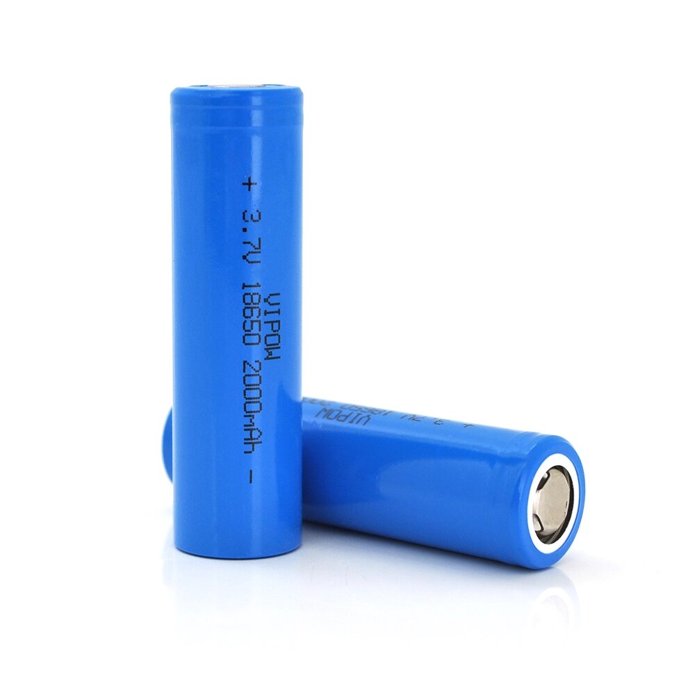 Акумулятор 18650 Li-Ion Vipow ICR18650 FlatTop, 2000mAh, 3.7V, Blue від компанії Price Killer - фото 1