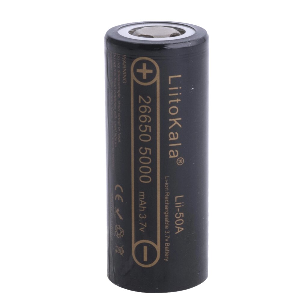 Акумулятор 26700 Li-Ion LiitoKala Lii-52S, 5000mah （5100-5200mah）, 10A, 3.7V (2.75-4.2V), Orange, 2 шт в упаковці, від компанії Price Killer - фото 1