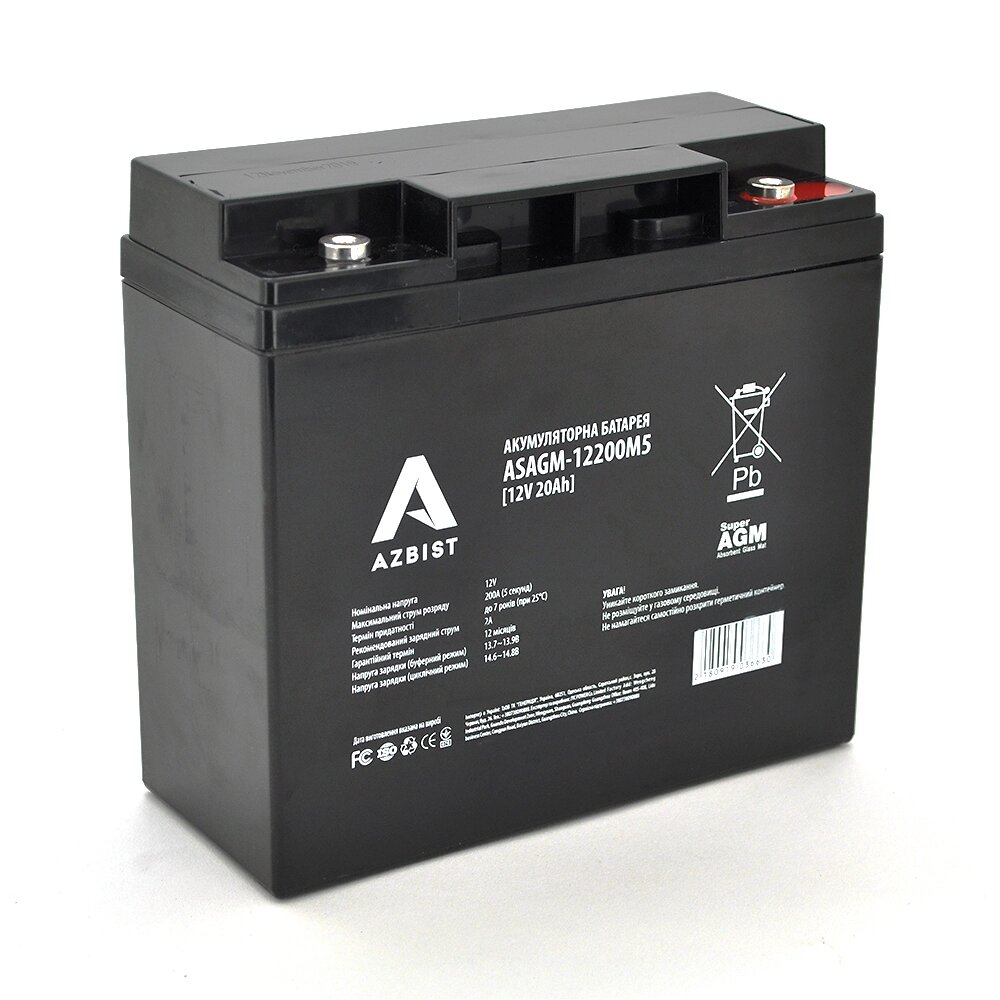 Акумулятор ASBIST Super AGM ASAGM-12200M5, Black Case, 12V 20.0Ah (181 х 77 х 167 ), 5,4kg Q4 від компанії Price Killer - фото 1