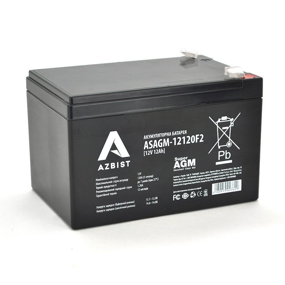 Акумулятор AZBIST Super AGM ASAGM-12120F2, Black Case, 12V 12.0Ah ( 151х98х 95 (101) ), 3,5 kg  Q6/192 від компанії Price Killer - фото 1