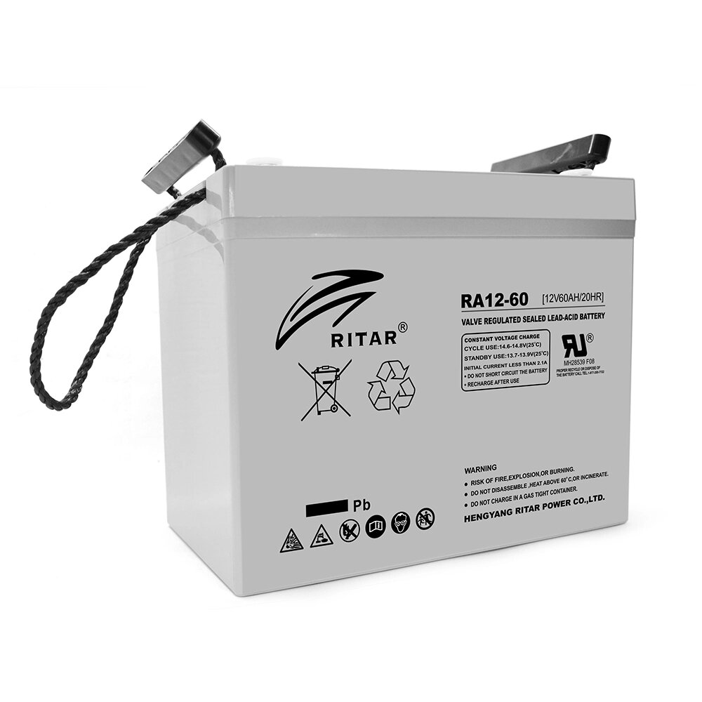 Акумуляторна батарея AGM RITAR RA12-60, Gray Case, 12V 60.0Ah ( 260 x 169 x 211 (218) ) Q1 від компанії Price Killer - фото 1