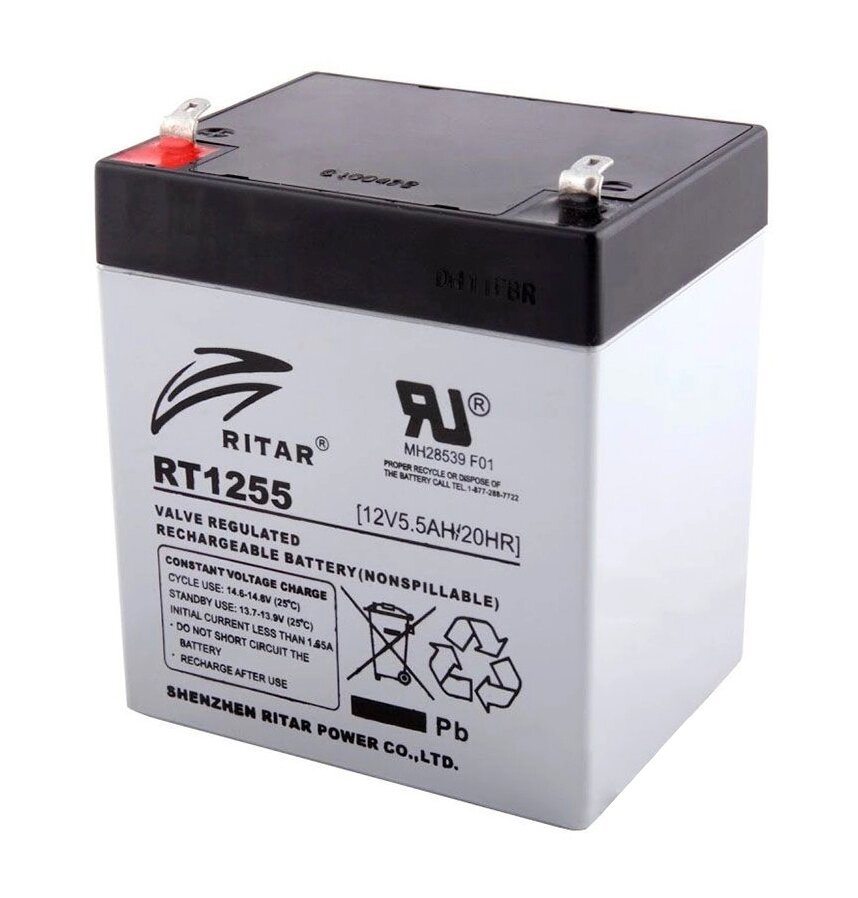 Акумуляторна батарея AGM RITAR RT1255, Black Case, 12V 5.5Ah  ( 90 х 70 х 101 (107) ), 1,7kg Q10 від компанії Price Killer - фото 1