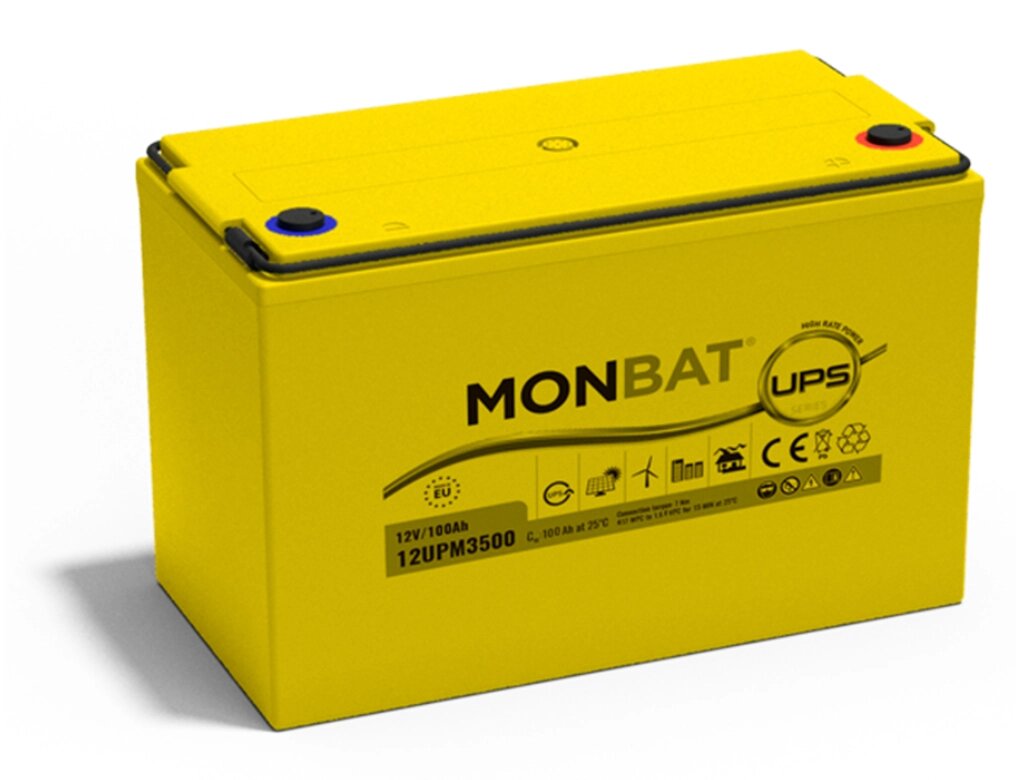 Акумуляторна батарея MONBAT TOP TERMINAL 12UPM3500 AGM 12V/100 Ah, 340x173x220мм, 35.5 кг від компанії Price Killer - фото 1