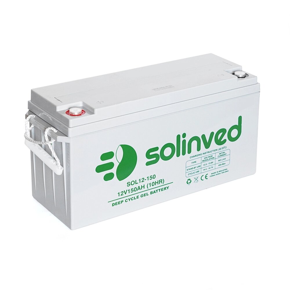 Акумуляторна батарея SOLINVED 150-12 GEL 12V 150 Ah (483 x 170 x 238), 43.6 kg Grey Q1/48 від компанії Price Killer - фото 1