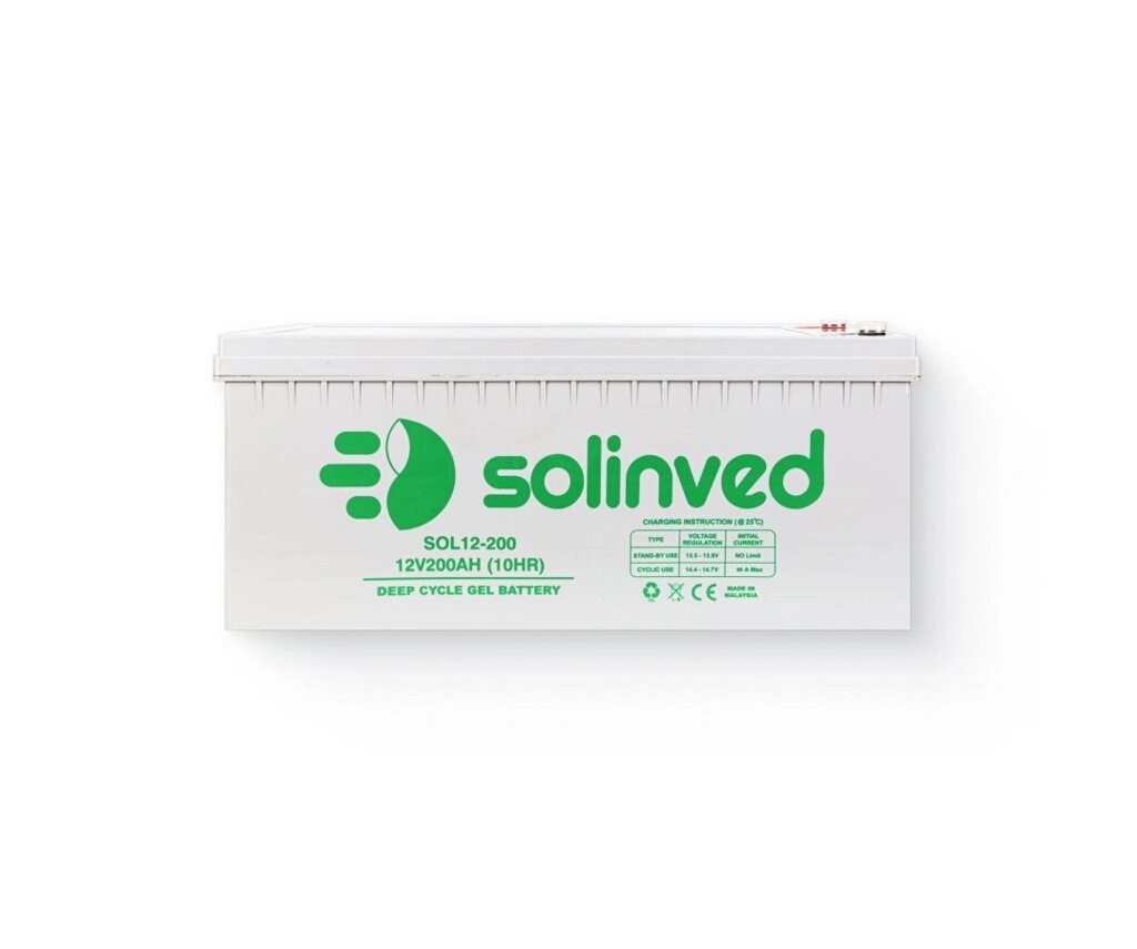 Акумуляторна батарея SOLINVED 200-12 GEL 12V 200 Ah (522 x 240 x 224), 60.3 кг Grey Q1/48 від компанії Price Killer - фото 1