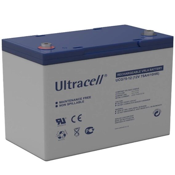 Акумуляторна батарея Ultracell UCG75-12 GEL 12V 75 Ah (259 x 168 x 214) , 22.3 kg White Q1/67 від компанії Price Killer - фото 1