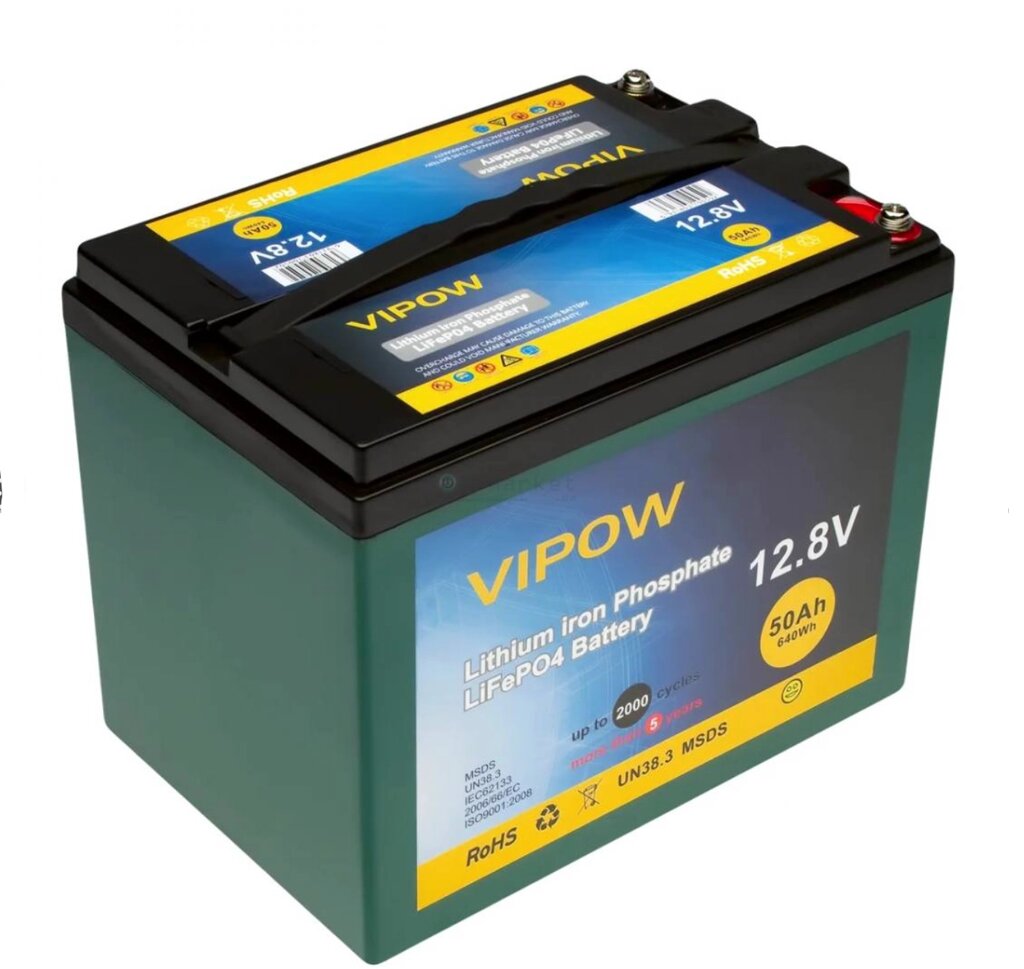 Акумуляторна батарея Vipow LiFePO4 12,8V 50Ah  з вбудованою ВМS платою 40A, (229*138*208), 6kg Q1 від компанії Price Killer - фото 1