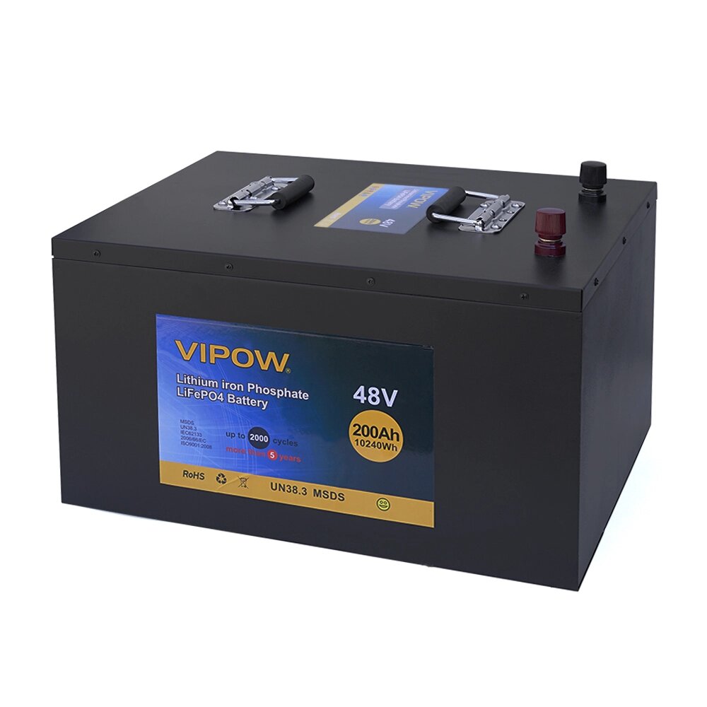 Акумуляторна батарея Vipow LiFePO4 51,2V 200Ah з вбудованою ВМS платою 100A (520*400*300), 77kg від компанії Price Killer - фото 1