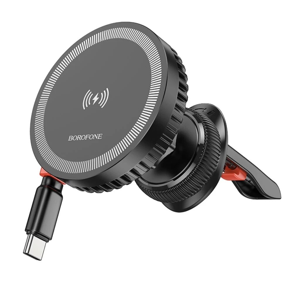 Автотримач BOROFONE BH207+ Wireless Charging 15W, кріплення на торпеду, магніт, Black, Box від компанії Price Killer - фото 1