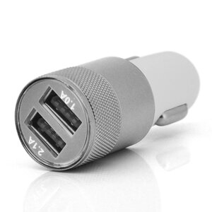 Азу nokoko bullet, 12V-USB, 5-5.5V, 2*USB, 10W, 2,1а, silver, пакет Q50