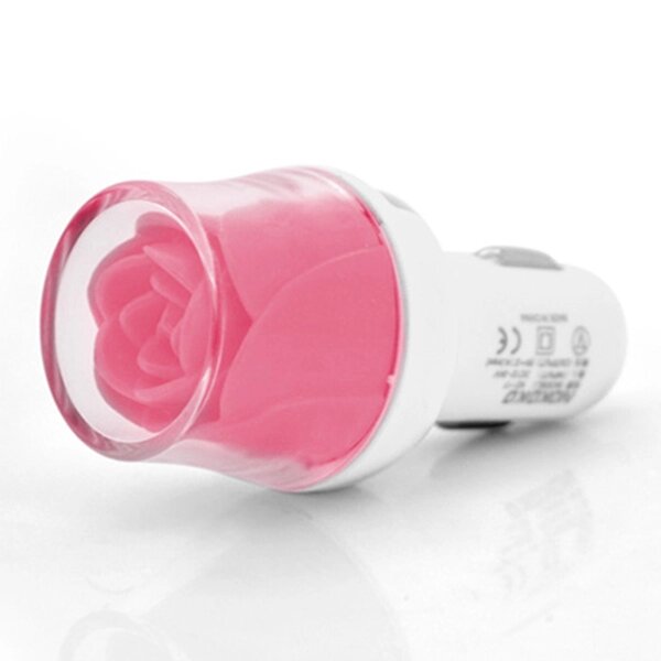 АЗУ NOKOKO Flower, 12V-USB, 5-5.5V, 2*USB, 10W, 2,1А, Pink, Пакет Q50 від компанії Price Killer - фото 1