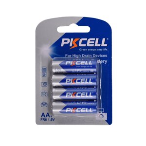 Батарейка літієва PKCELL LiFe 1.5V AA/FR6, 4 шт в блістері ( упак. 48 штук ) ціна за блищить. Q12