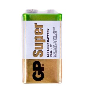 Батарейка лужна GP SUPER ALKALINE 1604AEB-5S1, 9V, крона, 6LF22 10 ( 100шт. ) х10 ( 10шт. ) х1 у вакуумній упаковці ціна