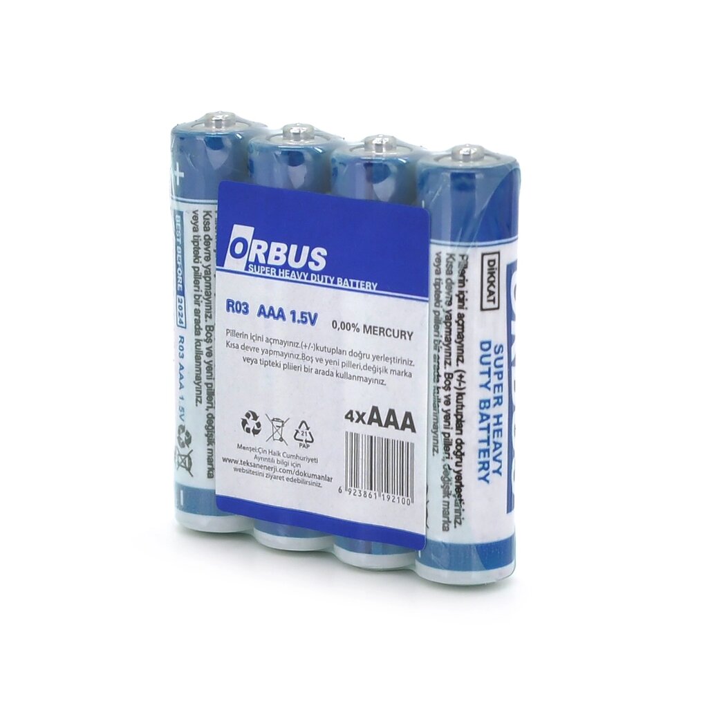 Батарейка сольова Orbus Zinc Carbon 1.5V AAA/LR03, 4 штуки shrink від компанії Price Killer - фото 1