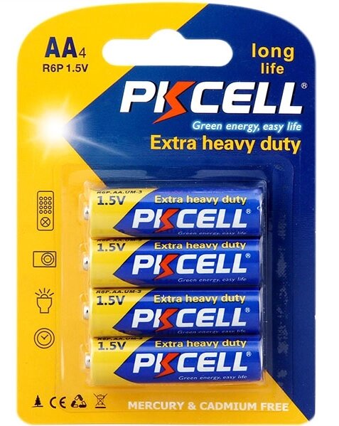 Батарейка сольова PKCELL 1.5V AA/R6, 4 штуки в блістері ціна за блістер, Q12/144 від компанії Price Killer - фото 1