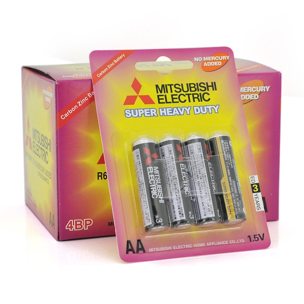 Батарейка Super Heavy Duty MITSUBISHI 1.5V AA/R6PU, 4pcs/card, 48pcs/inner box, 576pcs/ctn від компанії Price Killer - фото 1