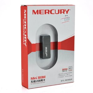 Бездротовий мережевий адаптер wi-fi-USB mercury mini MW300UM, 802.11bgn, 300MB, 2.4 ghz, WIN7/XP/vista/2K/MAC/LINUX, BOX