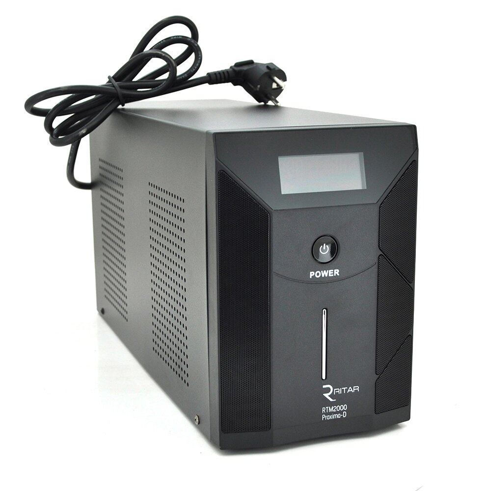 ДБЖ Ritar  RTM2000 (1200W) Proxima-D LCD, AVR, 3st, 3xSCHUKO socket, 4x12V7,5Ah, metal Case Q1 (400*145*210) від компанії Price Killer - фото 1