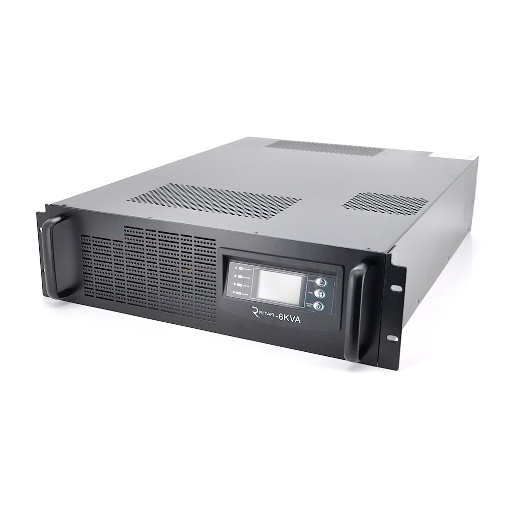 ДБЖ з правильною синусоїдою ONLINE Ritar RT-6KS-LCD, RACK 6000VA (5400Вт), 192 В + батарейний блок 12V 7,5 Ah х 16 шт  від компанії Price Killer - фото 1