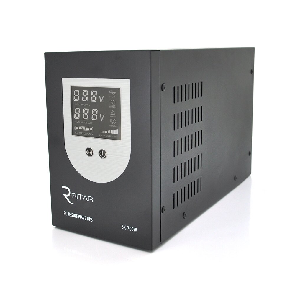 ДБЖ з правильною синусоїдою Ritar SK-1000VA (700W), DC:145-275V, AC:230V, LCD-дисплей, 2Shuko socket, 12V,  під зовнішню  від компанії Price Killer - фото 1