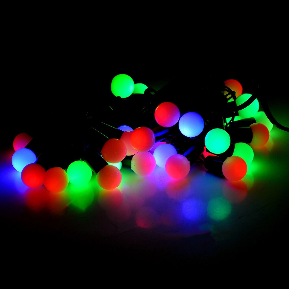 Гірлянди 28LED (Кульки) Red/Green/Blue/Yellow, 1 режим, 5метрів, чорна ізоляція, пакет від компанії Price Killer - фото 1