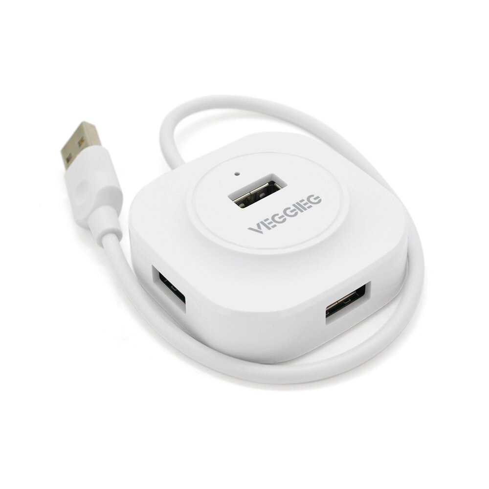 Хаб VEGGIEG V-U2407 USB 2.0 4 порту, 480Mbts, харчування від USB, White, 0,3m, Box від компанії Price Killer - фото 1