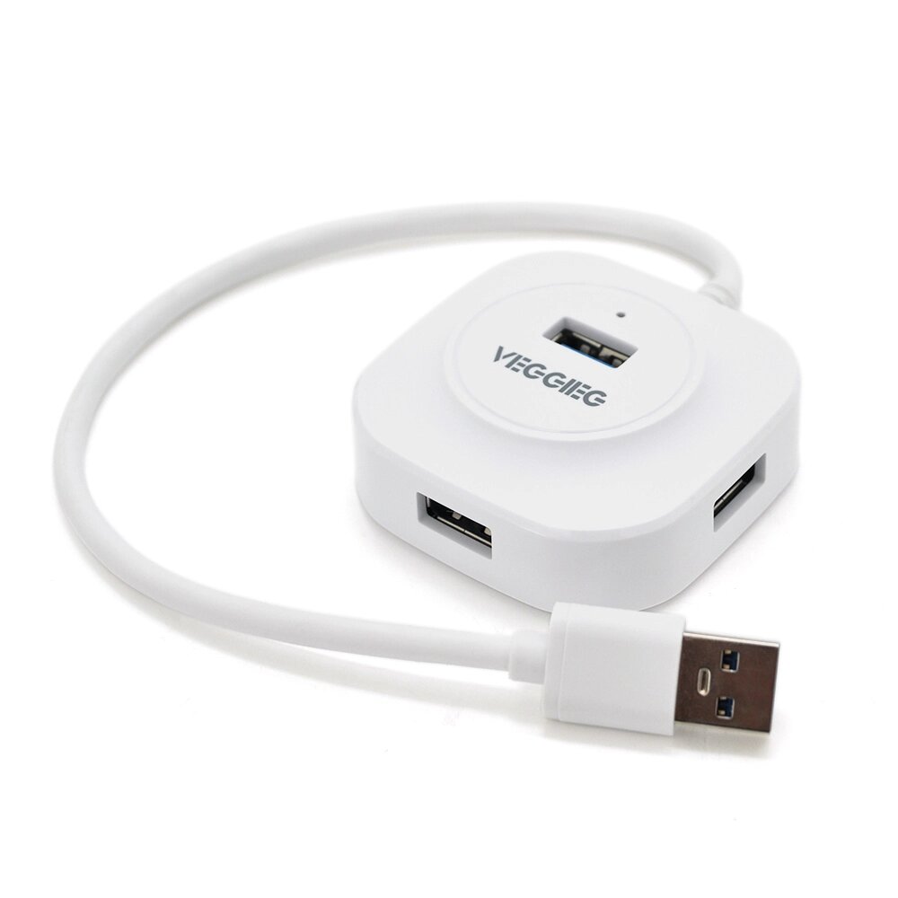 Хаб VEGGIEG V-U3403 USB 3.0 4 порту, 480Mbts, харчування від USB, White, 0,3m, Box від компанії Price Killer - фото 1