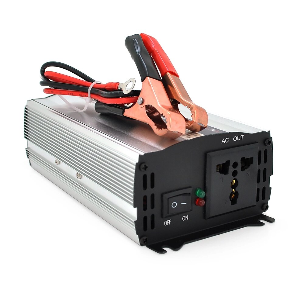 Інвертор напруги CJ-500Q (DC:250W), 12/220V з апроксимованої синусоїдою, 1 універсальна розетка, крокодили, BOX від компанії Price Killer - фото 1