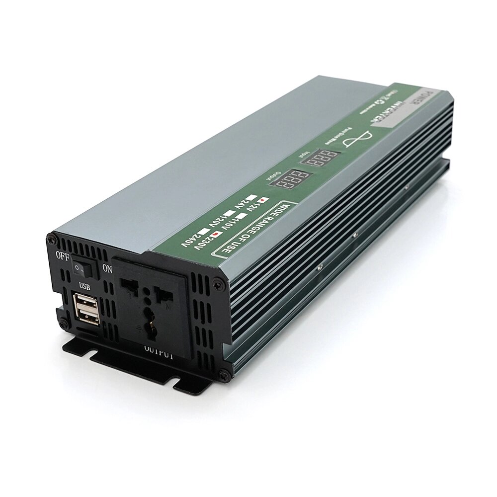 Інвертор напруги Demuda DMDPSW-800W, 12V/220V, 800W з правильною синусоїдою, 1 універсальна розетка, 2 USB, клемні  від компанії Price Killer - фото 1