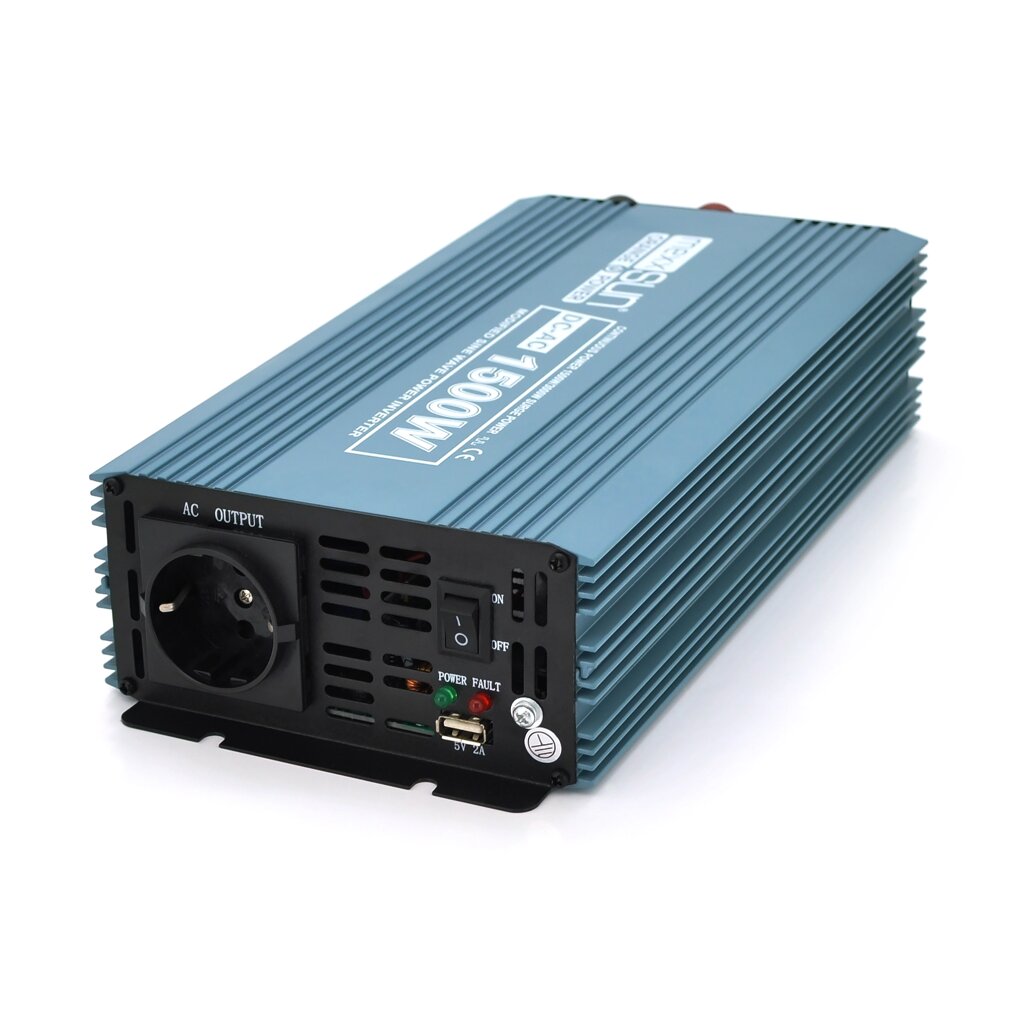 Інвертор напруги Mexxsun MXS-1500, 12V/220V, 1500W з модифікованою синусоїдою, 2 Shuko, клемні дроти, Q6 від компанії Price Killer - фото 1