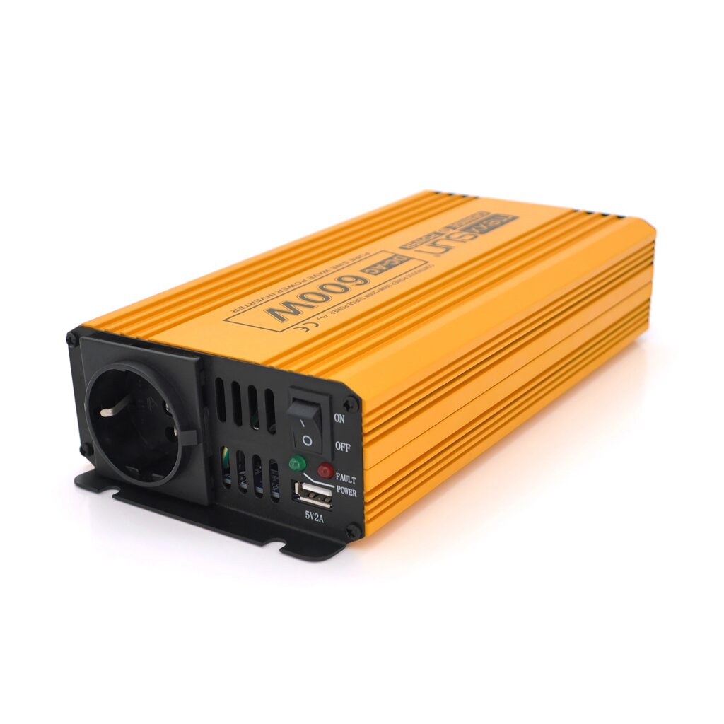 Інвертор напруги Mexxsun MXSPSW-600, 12V/220V, 600W з правильною синусоїдою, 1 Shuko, 1 USB, клемні дроти, Q8 від компанії Price Killer - фото 1