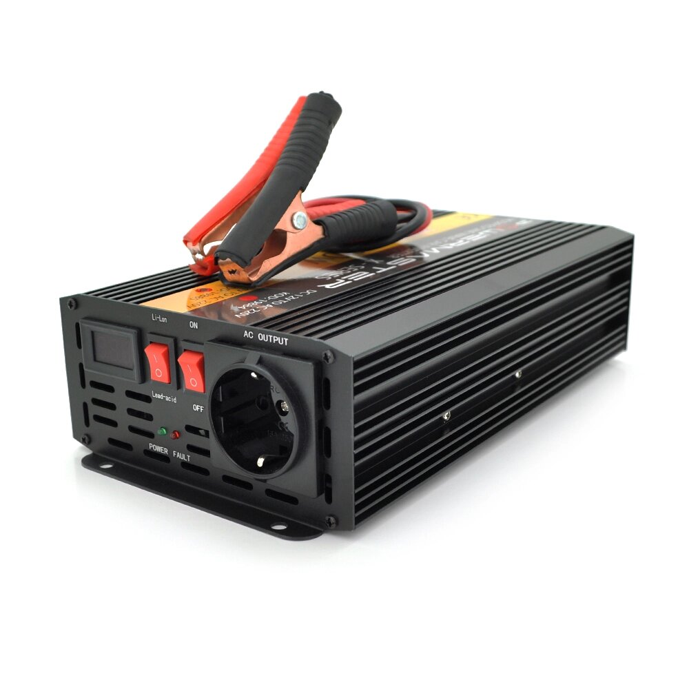 Інвертор напруги POWERMASTER, 24V/220V, 1200W з модифікованою синусоїдою, 1 Shuko, клеми від компанії Price Killer - фото 1