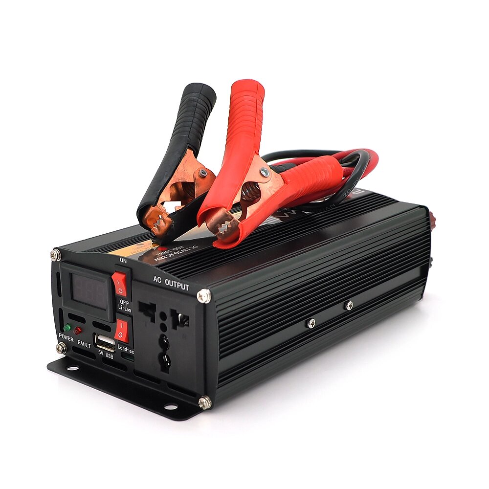 Інвертор напруги POWERMASTER, 24V/220V, 600W з модифікованою синусоїдою, 1 універсальна розетка, клеми від компанії Price Killer - фото 1