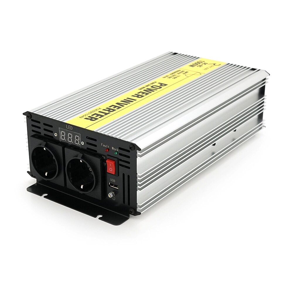 Інвертор напруги RITAR RSC-1000, 12V/220V, 1000W з правильною синусоїдою, 2xShuko, 1xUSB, клемні дроти, BOX, Q4 від компанії Price Killer - фото 1