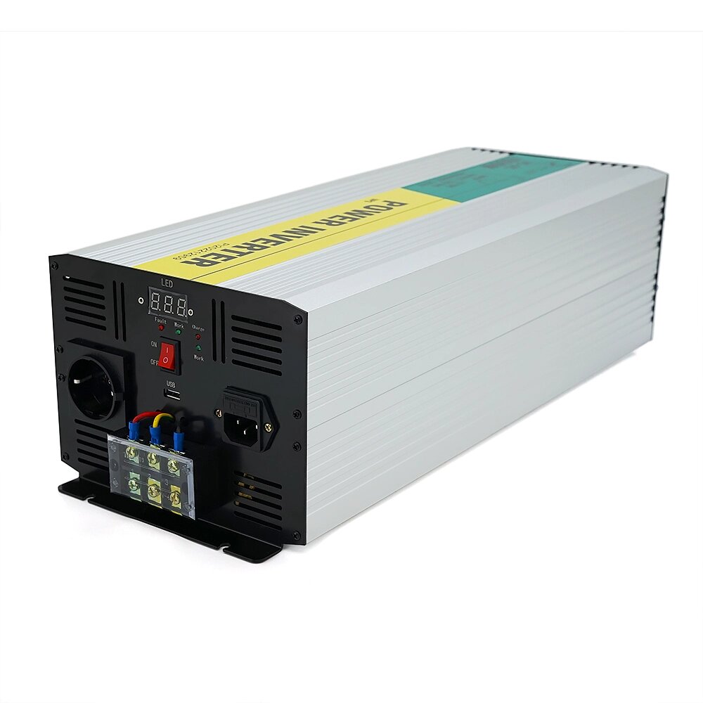 Інвертор напруги RITAR RSCU-4000, 12V/220V, 4000W з правильною синусоїдою, вбудоване зарядний влаштування, 1xShuko, від компанії Price Killer - фото 1