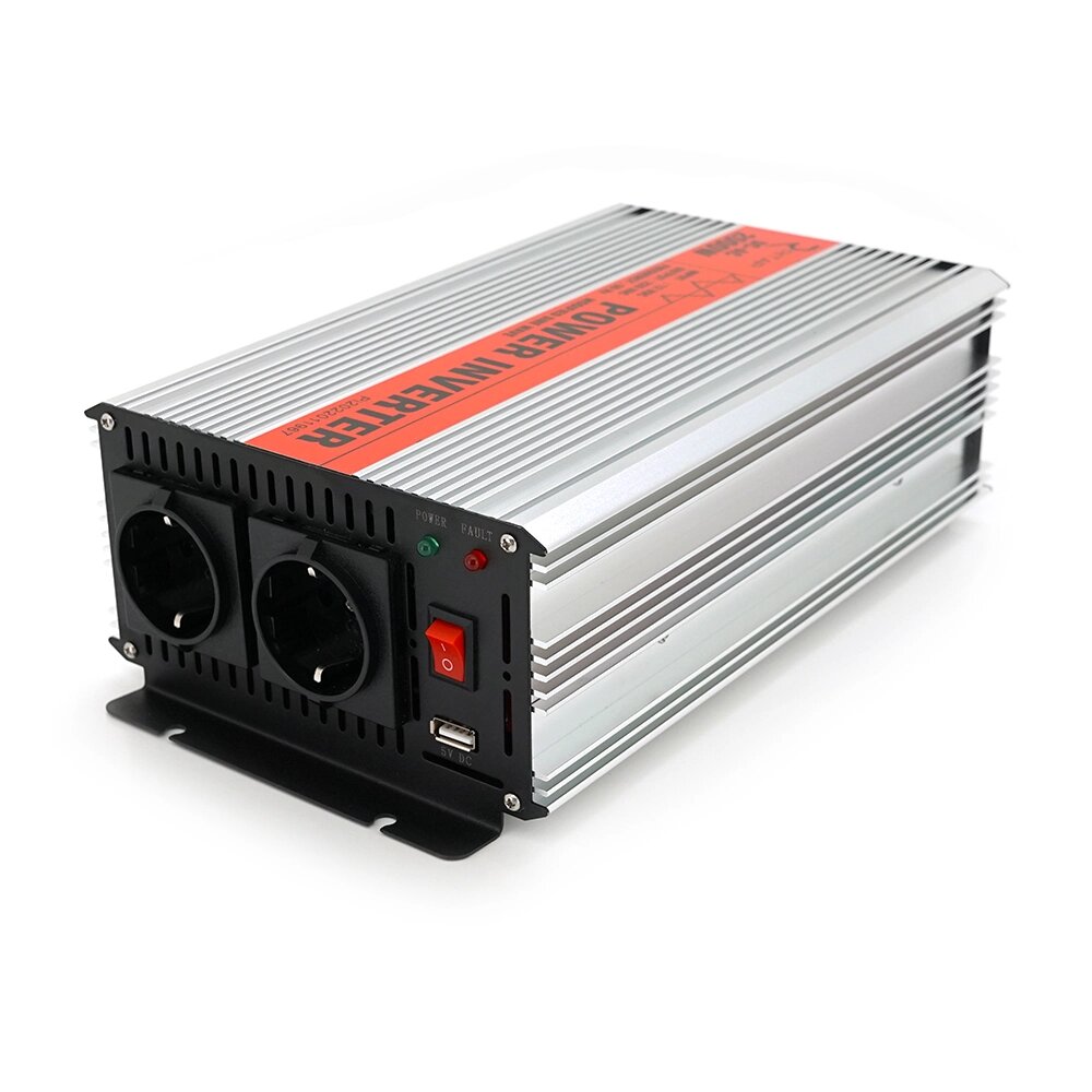 Інвертор напруги RITAR RSX-2000, 12V/220V, 2000W з апроксимованої синусоїдою, 2xShuko, 1xUSB, клемні дроти, від компанії Price Killer - фото 1