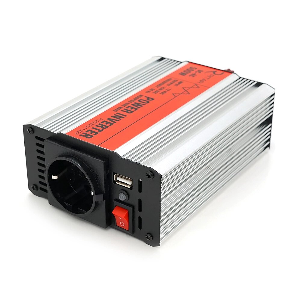 Інвертор напруги RITAR RSX-500, 12V/220V, 500W з апроксимованої синусоїдою, 1xShuko, 1xUSB, клемні дроти, від компанії Price Killer - фото 1