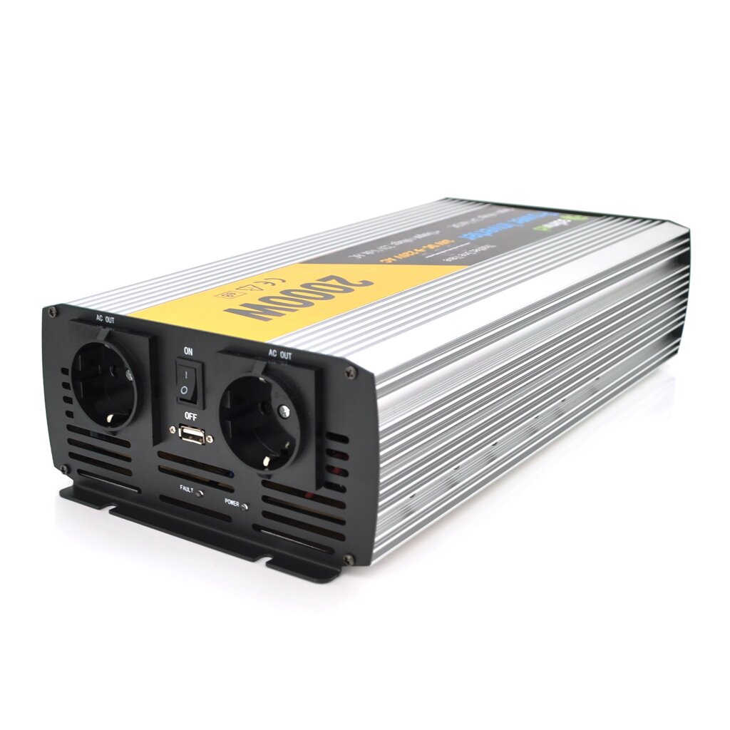 Інвертор напруги Solinved Sol-Yb24-2000M, 24V/220V, 2000W з апроксимованої синусоїдою, 2Shuko, USB, клемні від компанії Price Killer - фото 1