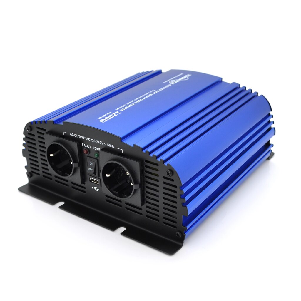 Інвертор напруги Tommatech MS-1200, 12V/220V, 1200W з апроксимованої синусоїдою, 2Shuko, USB, клемні дроти, від компанії Price Killer - фото 1